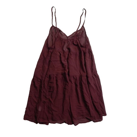 PacSun Womens Fit and Flare Mini Dress Bathing Suit Cover Up Burgundy  Size M - Picture 2 of 10